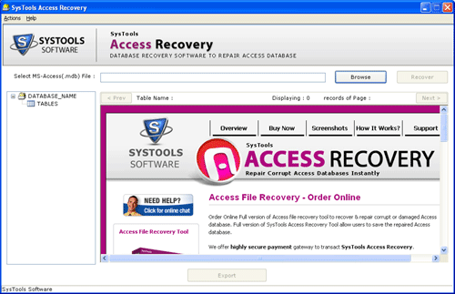 Advance Access Database Recovery Tool 3.4
