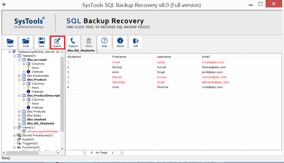 restore the SQL database backup