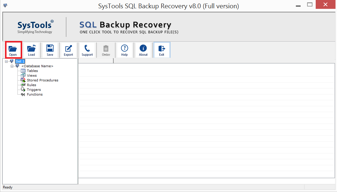 open the sql backup recovery software