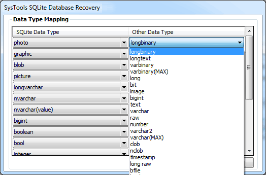 data type mapping