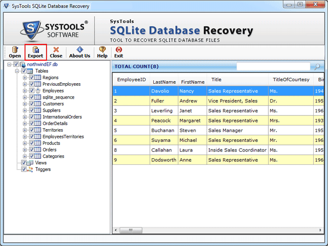 export Sqlite db file