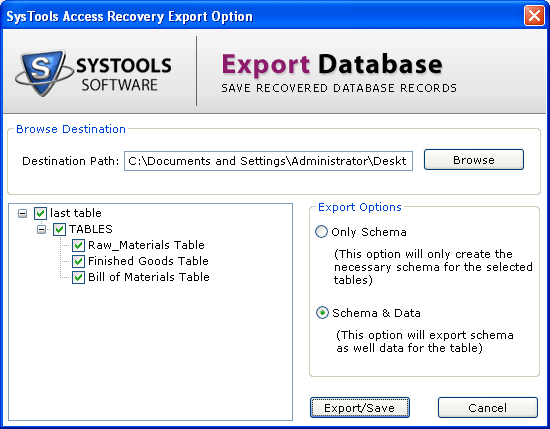 Export recovered file