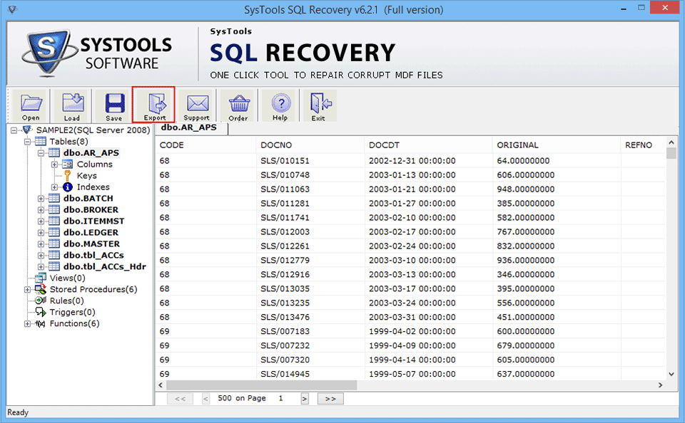 Export .mdf Data