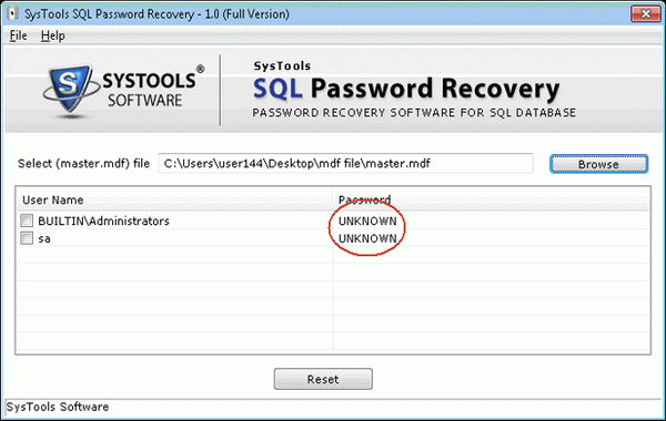 Values carried out by password column