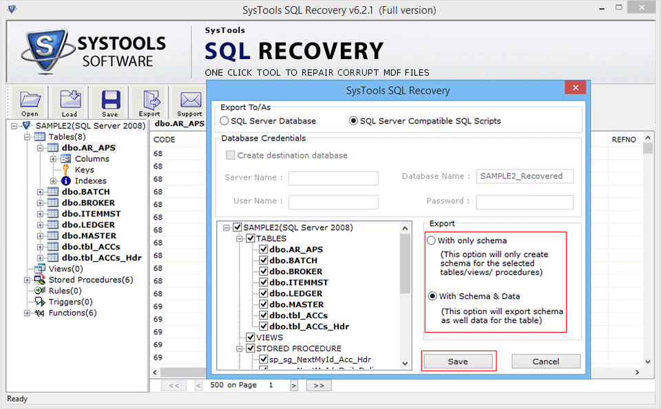 Export with Schema Data