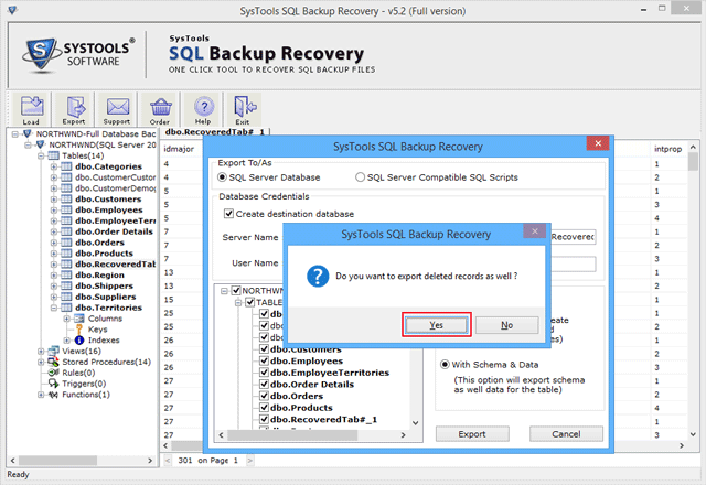 different options to export sql backup file