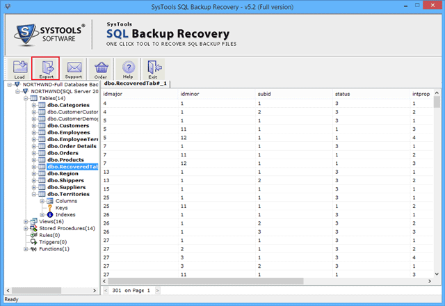 save the recoverd backup file